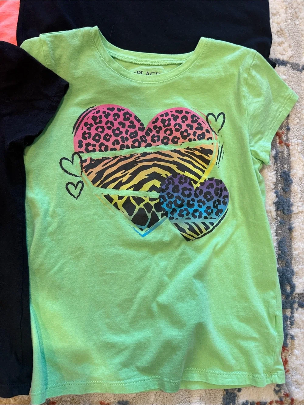 The Children's Place Neon Heart & Love Graphic Tees - Pink, Black, Green, Coral